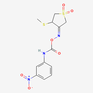 molecular formula C12H13N3O6S2 B2607413 [(3Z)-4-(甲硫基)-1,1-二氧代-1lambda6-硫杂环丙烷-3-亚基]氨基 N-(3-硝基苯基)氨基甲酸酯 CAS No. 882750-10-9