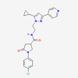 1-(4-chlorophenyl)-N-(2-(5-cyclopropyl-3-(pyridin-4-yl)-1H-pyrazol-1-yl)ethyl)-5-oxopyrrolidine-3-carboxamide