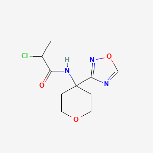 molecular formula C10H14ClN3O3 B2607437 2-Chloro-N-[4-(1,2,4-oxadiazol-3-yl)oxan-4-yl]propanamide CAS No. 2411284-65-4