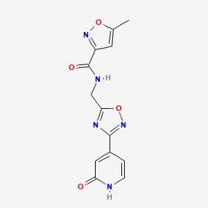 molecular formula C13H11N5O4 B2607440 5-甲基-N-((3-(2-氧代-1,2-二氢吡啶-4-基)-1,2,4-恶二唑-5-基)甲基)异恶唑-3-甲酰胺 CAS No. 2034268-36-3