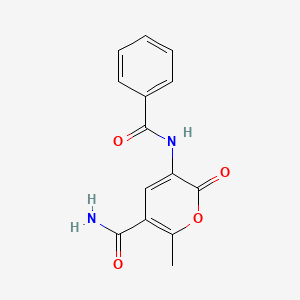 molecular formula C14H12N2O4 B2607445 3-(benzoylamino)-6-methyl-2-oxo-2H-pyran-5-carboxamide CAS No. 320420-28-8