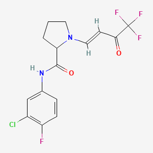 molecular formula C15H13ClF4N2O2 B2607449 N-(3-chloro-4-fluorophenyl)-1-[(E)-4,4,4-trifluoro-3-oxobut-1-enyl]pyrrolidine-2-carboxamide CAS No. 1009713-15-8