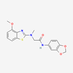 molecular formula C18H17N3O4S B2607451 N-(benzo[d][1,3]dioxol-5-yl)-2-((4-methoxybenzo[d]thiazol-2-yl)(methyl)amino)acetamide CAS No. 1351644-66-0