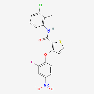 molecular formula C18H12ClFN2O4S B2607452 N-(3-chloro-2-methylphenyl)-3-(2-fluoro-4-nitrophenoxy)thiophene-2-carboxamide CAS No. 303152-56-9