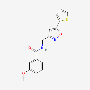 molecular formula C16H14N2O3S B2607459 3-methoxy-N-((5-(thiophen-2-yl)isoxazol-3-yl)methyl)benzamide CAS No. 946344-97-4