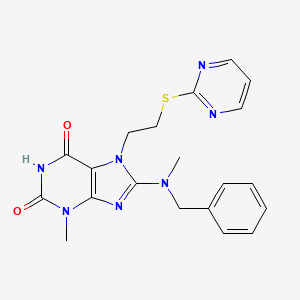 molecular formula C20H21N7O2S B2607467 8-(benzyl(methyl)amino)-3-methyl-7-(2-(pyrimidin-2-ylthio)ethyl)-1H-purine-2,6(3H,7H)-dione CAS No. 685860-64-4