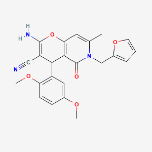 molecular formula C23H21N3O5 B2607474 2-amino-4-(2,5-dimethoxyphenyl)-6-(furan-2-ylmethyl)-7-methyl-5-oxo-5,6-dihydro-4H-pyrano[3,2-c]pyridine-3-carbonitrile CAS No. 758701-78-9
