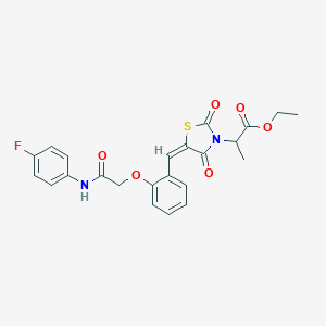 ethyl 2-[(5E)-5-(2-{2-[(4-fluorophenyl)amino]-2-oxoethoxy}benzylidene)-2,4-dioxo-1,3-thiazolidin-3-yl]propanoate