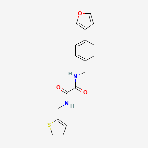 molecular formula C18H16N2O3S B2607505 N1-(4-(furan-3-yl)benzyl)-N2-(thiophen-2-ylmethyl)oxalamide CAS No. 2034557-41-8
