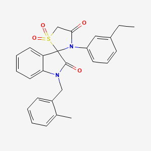 molecular formula C26H24N2O4S B2607506 3'-(3-Ethylphenyl)-1-[(2-methylphenyl)methyl]-1,2-dihydrospiro[indole-3,2'-[1lambda6,3]thiazolidine]-1',1',2,4'-tetrone CAS No. 942034-47-1