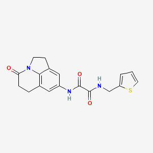 molecular formula C18H17N3O3S B2607507 N1-(4-oxo-2,4,5,6-tetrahydro-1H-pyrrolo[3,2,1-ij]quinolin-8-yl)-N2-(thiophen-2-ylmethyl)oxalamide CAS No. 898462-16-3