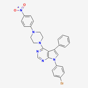molecular formula C28H23BrN6O2 B2607511 7-(4-bromophenyl)-4-(4-(4-nitrophenyl)piperazin-1-yl)-5-phenyl-7H-pyrrolo[2,3-d]pyrimidine CAS No. 477240-96-3