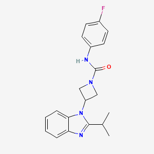 molecular formula C20H21FN4O B2607513 N-(4-Fluorophenyl)-3-(2-propan-2-ylbenzimidazol-1-yl)azetidine-1-carboxamide CAS No. 2415570-08-8