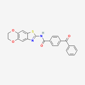 molecular formula C23H16N2O4S B2607514 4-benzoyl-N-(6,7-dihydro-[1,4]dioxino[2',3':4,5]benzo[1,2-d]thiazol-2-yl)benzamide CAS No. 892855-35-5