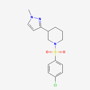 molecular formula C15H18ClN3O2S B2607516 1-((4-chlorophenyl)sulfonyl)-3-(1-methyl-1H-pyrazol-3-yl)piperidine CAS No. 2198237-93-1