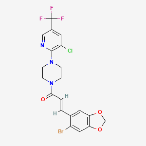 (E)-3-(6-bromo-1,3-benzodioxol-5-yl)-1-{4-[3-chloro-5-(trifluoromethyl)-2-pyridinyl]piperazino}-2-propen-1-one
