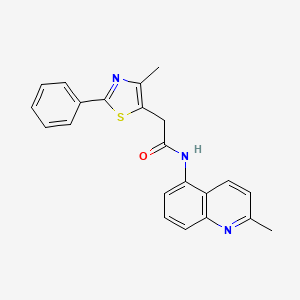 molecular formula C22H19N3OS B2607528 2-(4-methyl-2-phenylthiazol-5-yl)-N-(2-methylquinolin-5-yl)acetamide CAS No. 1207029-66-0