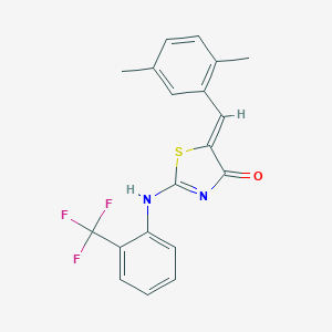 (5Z)-5-[(2,5-dimethylphenyl)methylidene]-2-[2-(trifluoromethyl)anilino]-1,3-thiazol-4-one