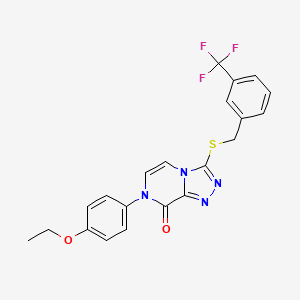 molecular formula C21H17F3N4O2S B2607532 7-(4-ethoxyphenyl)-3-{[3-(trifluoromethyl)benzyl]thio}[1,2,4]triazolo[4,3-a]pyrazin-8(7H)-one CAS No. 1223939-00-1
