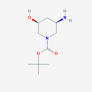 molecular formula C10H20N2O3 B2607534 (3R,5S)-3-Amino-5-hydroxy-piperidine-1-carboxylic acid tert-butyl ester CAS No. 1932513-59-1