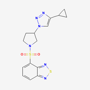 molecular formula C15H16N6O2S2 B2607539 4-((3-(4-环丙基-1H-1,2,3-三唑-1-基)吡咯烷-1-基)磺酰基)苯并[c][1,2,5]噻二唑 CAS No. 2034202-02-1
