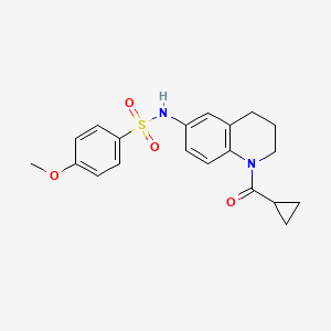 molecular formula C20H22N2O4S B2607541 N-(1-(cyclopropanecarbonyl)-1,2,3,4-tetrahydroquinolin-6-yl)-4-methoxybenzenesulfonamide CAS No. 946368-45-2