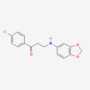 molecular formula C16H14ClNO3 B2607546 3-(1,3-Benzodioxol-5-ylamino)-1-(4-chlorophenyl)-1-propanone CAS No. 477333-87-2