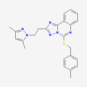 molecular formula C24H24N6S B2607549 2-[2-(3,5-Dimethylpyrazol-1-yl)ethyl]-5-[(4-methylphenyl)methylsulfanyl]-[1,2,4]triazolo[1,5-c]quinazoline CAS No. 896698-46-7