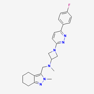 molecular formula C23H27FN6 B2607551 1-[6-(4-Fluorophenyl)pyridazin-3-yl]-N-methyl-N-[(2-methyl-4,5,6,7-tetrahydroindazol-3-yl)methyl]azetidin-3-amine CAS No. 2415625-09-9