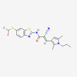 (E)-2-cyano-N-[6-(difluoromethylsulfanyl)-1,3-benzothiazol-2-yl]-3-(2,5-dimethyl-1-propylpyrrol-3-yl)prop-2-enamide
