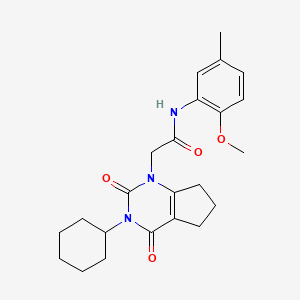 molecular formula C23H29N3O4 B2607569 2-(3-环己基-2,4-二氧代-2,3,4,5,6,7-六氢-1H-环戊[d]嘧啶-1-基)-N-(2-甲氧基-5-甲基苯基)乙酰胺 CAS No. 1018156-58-5