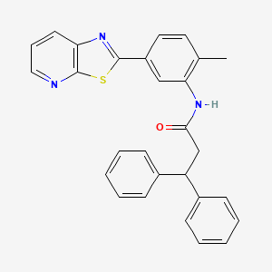 molecular formula C28H23N3OS B2607577 N-(2-methyl-5-(thiazolo[5,4-b]pyridin-2-yl)phenyl)-3,3-diphenylpropanamide CAS No. 863594-27-8