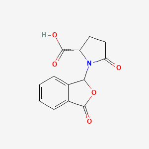 molecular formula C13H11NO5 B2607579 (2S)-5-Oxo-1-(3-oxo-1H-2-benzofuran-1-yl)pyrrolidine-2-carboxylic acid CAS No. 956923-52-7