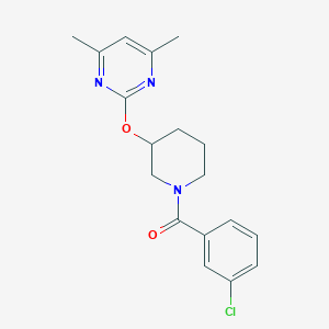 molecular formula C18H20ClN3O2 B2607580 (3-Chlorophenyl)(3-((4,6-dimethylpyrimidin-2-yl)oxy)piperidin-1-yl)methanone CAS No. 2097893-89-3