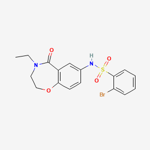 molecular formula C17H17BrN2O4S B2607582 2-bromo-N-(4-ethyl-5-oxo-2,3,4,5-tetrahydrobenzo[f][1,4]oxazepin-7-yl)benzenesulfonamide CAS No. 922553-56-8