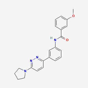 molecular formula C22H22N4O2 B2607593 3-methoxy-N-(3-(6-(pyrrolidin-1-yl)pyridazin-3-yl)phenyl)benzamide CAS No. 922635-11-8