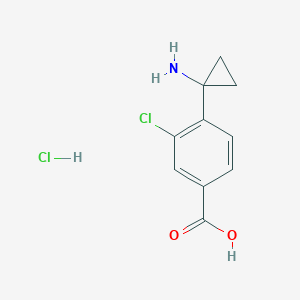 molecular formula C10H11Cl2NO2 B2607617 4-(1-Aminocyclopropyl)-3-chlorobenzoic acid;hydrochloride CAS No. 2380042-74-8