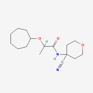 molecular formula C16H26N2O3 B2607626 N-(4-Cyanooxan-4-yl)-2-cycloheptyloxypropanamide CAS No. 1436035-61-8