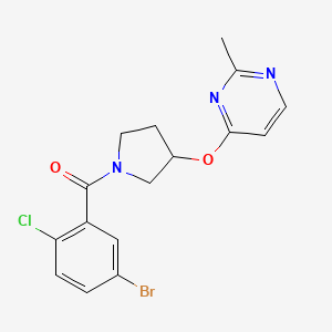 molecular formula C16H15BrClN3O2 B2607628 4-{[1-(5-Bromo-2-chlorobenzoyl)pyrrolidin-3-yl]oxy}-2-methylpyrimidine CAS No. 2034572-76-2