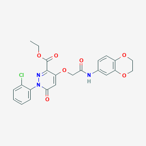 molecular formula C23H20ClN3O7 B2607629 Ethyl 1-(2-chlorophenyl)-4-(2-((2,3-dihydrobenzo[b][1,4]dioxin-6-yl)amino)-2-oxoethoxy)-6-oxo-1,6-dihydropyridazine-3-carboxylate CAS No. 899729-89-6