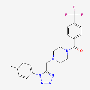 molecular formula C21H21F3N6O B2607631 (4-((1-(p-tolyl)-1H-tetrazol-5-yl)methyl)piperazin-1-yl)(4-(trifluoromethyl)phenyl)methanone CAS No. 1049422-50-5