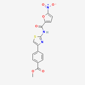 molecular formula C16H11N3O6S B2607634 Methyl 4-(2-(5-nitrofuran-2-carboxamido)thiazol-4-yl)benzoate CAS No. 477539-05-2