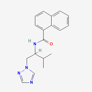 molecular formula C18H20N4O B2607635 N-(3-methyl-1-(1H-1,2,4-triazol-1-yl)butan-2-yl)-1-naphthamide CAS No. 2034561-26-5