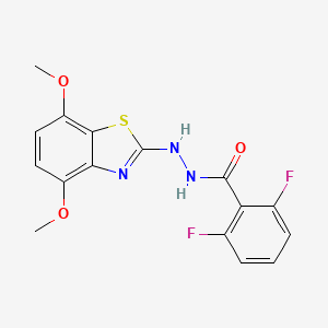 molecular formula C16H13F2N3O3S B2607636 N'-(4,7-二甲氧基-1,3-苯并噻唑-2-基)-2,6-二氟苯甲酰肼 CAS No. 851988-11-9