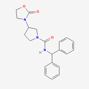 molecular formula C21H23N3O3 B2607637 N-Benzhydryl-3-(2-oxo-1,3-oxazolidin-3-yl)pyrrolidine-1-carboxamide CAS No. 2320472-30-6