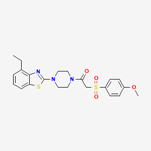 molecular formula C22H25N3O4S2 B2607641 1-(4-(4-Ethylbenzo[d]thiazol-2-yl)piperazin-1-yl)-2-((4-methoxyphenyl)sulfonyl)ethanone CAS No. 941951-99-1