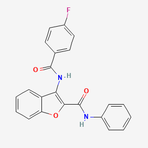 molecular formula C22H15FN2O3 B2607642 3-(4-fluorobenzamido)-N-phenylbenzofuran-2-carboxamide CAS No. 887886-09-1