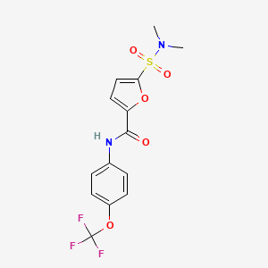 molecular formula C14H13F3N2O5S B2607649 5-(N,N-dimethylsulfamoyl)-N-(4-(trifluoromethoxy)phenyl)furan-2-carboxamide CAS No. 1173099-40-5