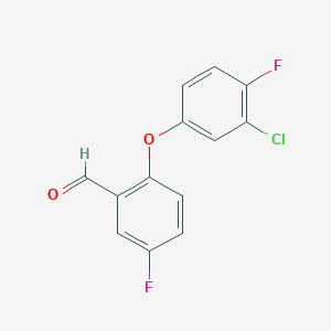 molecular formula C13H7ClF2O2 B2607650 2-(3-Chloro-4-fluorophenoxy)-5-fluorobenzaldehyde CAS No. 1410587-46-0