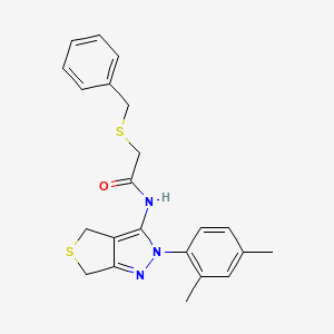 molecular formula C22H23N3OS2 B2607653 2-(benzylthio)-N-(2-(2,4-dimethylphenyl)-4,6-dihydro-2H-thieno[3,4-c]pyrazol-3-yl)acetamide CAS No. 476458-38-5